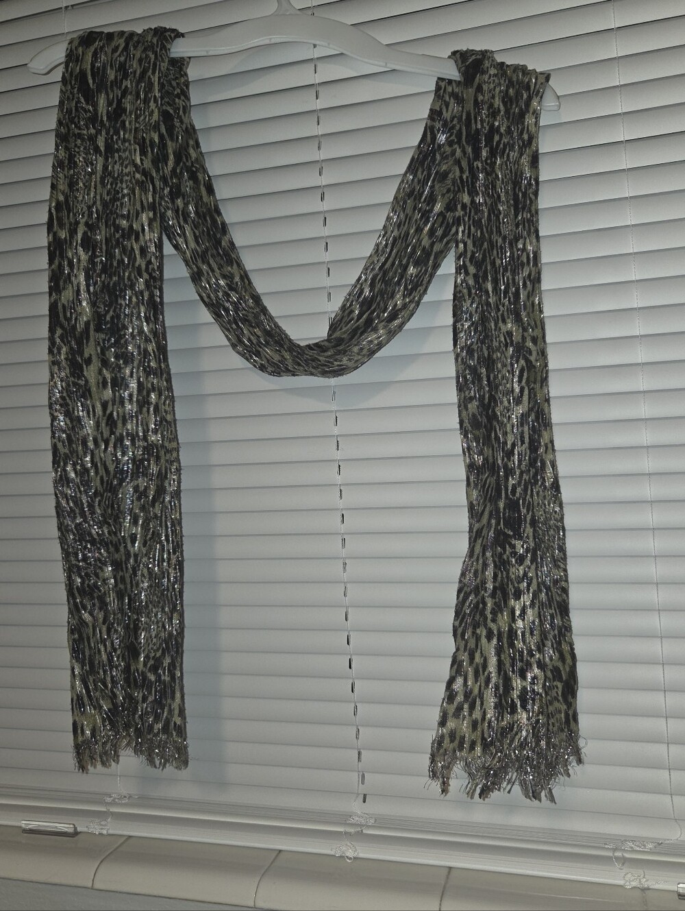 Lightweight Black and Cream Animal Print Scarf